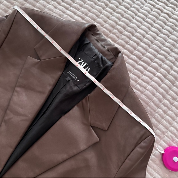 ZARA Faux Leather Blazer, Two Button Front, Pockets, Size S - Picture 7 of 12